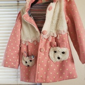 Tickled Pink Mouse Pocket Polka Dot Coat Lined5-6